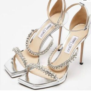 Jimmy Choo Silver Crystal Embellished Women's Heels